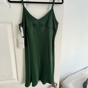 sunday best (aritzia) green silky mini dress